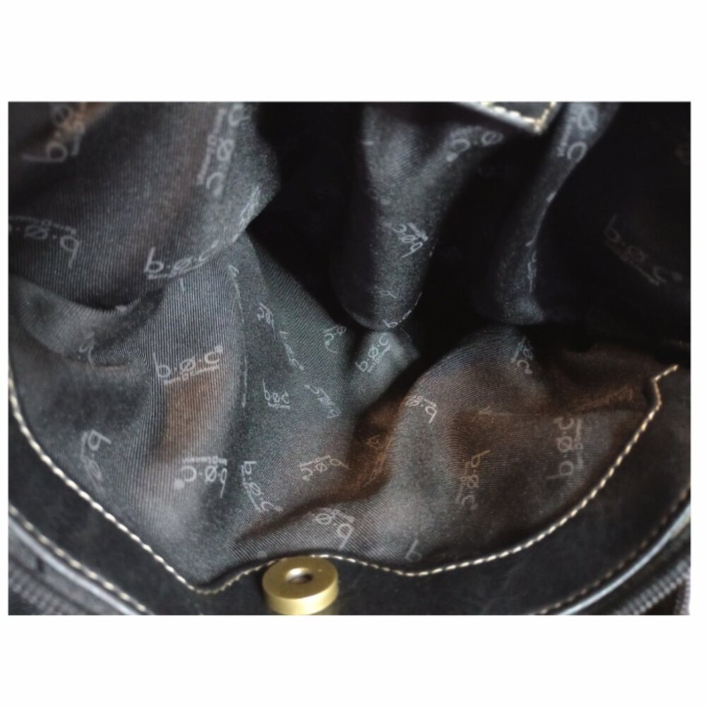 BOC Born Shoulder Purse Bag Flap Zipper Bucket Black Faux Leather - Picture 9 of 13